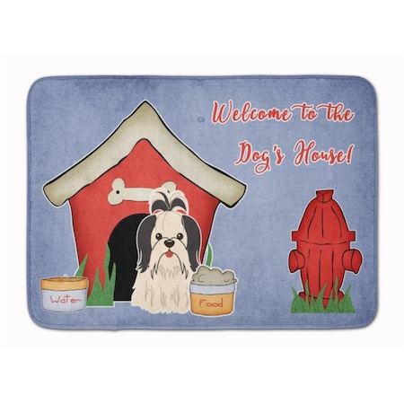 Carolines Treasures Dog House Shih Tzu Black and White Machine Washable Memory Foam Mat BB2842RUG